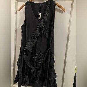 Gap NWT size 8 black dress with ruffle details and sash